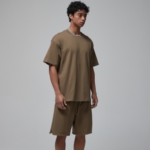 T-shirt en jersey brodé numérique épais uni de luxe pour homme, 100 % coton, coupe oversize, personnalisable, vente en gros - Product Image 3