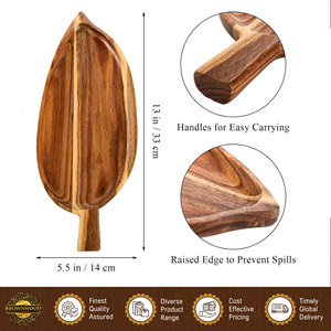 Plateaux de service en bois d'acacia de haute qualité, design nouveau, conformes aux normes alimentaires, en forme de feuille, petit plateau à fromage/plateau de service - Product Image 2