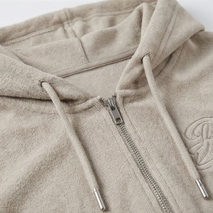 Conjunto de 2 Piezas para Mujer, Sudadera con Capucha y Cierre y Pantalones Cortos, Color Sólido, Informal, Tejido de Algodón, por Encima de la Rodilla - Product Image 4