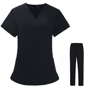 Tenues Médicales Tendance Été pour Femmes et Hommes – Ensembles Blouse et Pantalon d'Infirmière Col V Extensibles 4 Directions en Polyester Spandex Tricoté pour Hôpital - Product Image 5