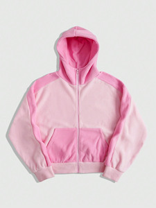 Sudaderas de Lujo para Mujer, de Algodón, Personalizadas, con Bordado de Marca Privada Disponible, Color Rosa, Cierre Frontal con Cremallera, Colección Casual Streetwear, Suministro OEM - Product Image 4