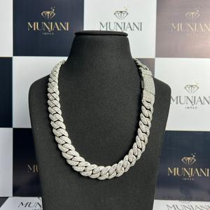 Collar de Cadena Cubana de Plata S925 con Diamantes VVS, Corte Brillante, Engaste en Canal, Joyería Fina Personalizada, Regalo de Boda para Hombre - Product Image 4