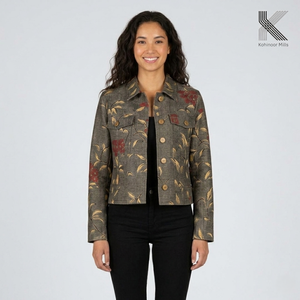 Chaqueta de Invierno para Mujer con Jacquard Floral, 100% Algodón BCI, Abrigo Grueso con Acabado Suave en Relieve - Product Image 2