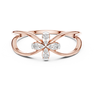 Bague en or rose 18 carats plaqué rhodium avec diamant de laboratoire taille brillant CELESTIAL KNOT, idéale pour fiançailles, mariage, fête, Saint-Valentin et usage quotidien - Product Image 1