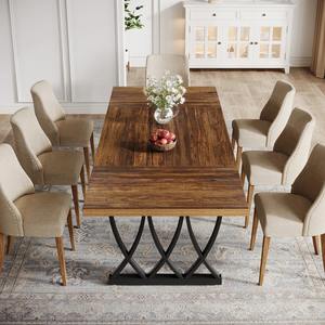 Mesa de Comedor Moderna con Estructura Metálica para Apartamentos y Hoteles, Mueble Rectangular para Cenar - Product Image 3