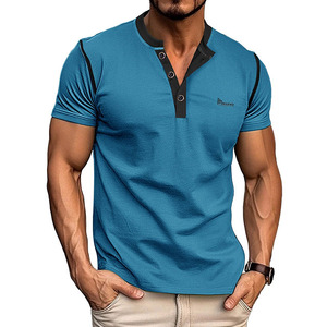 Custom Men's Blue Short Sleeve V-Neck <b>T</b>-<b>Shirt</b> Slim Fit Quick Dry Knitted <b>Polyester</b> Casual Wear - Product Image 3