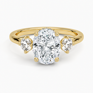 Anillo de Compromiso de Lujo con Tres Diamantes Ovalados Cultivados en Laboratorio, para Mujer, en Oro Amarillo, Rosa y Blanco de 14K y 18K, para Uso Diario - Product Image 1
