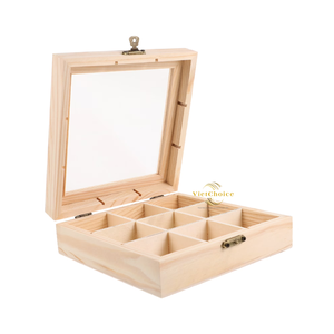 Boîte à bijoux en bois naturel artisanale avec couvercle, design rectangulaire classique personnalisé, organisateur de rangement à charnières pour usage domestique - Product Image 3
