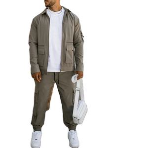 High Quality Sweatsuit Custom logo <b>Casual</b> Jogger Set Two Piece Set Nylon Cargo Windbreaker Tracksuit for <b>Men</b> 2026 - Product Image 2
