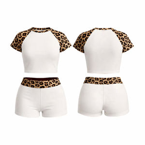 Conjunto de 2 Piezas Y2K para Mujer, Camiseta de Manga Corta de Algodón con Logotipo Personalizado OEM, Pantalones Cortos, Conjunto Informal, Moda Primavera Verano 2026 - Product Image 2