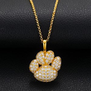 Collier pendentif patte de chien plaqué or avec moissanite sertie pour cadeau de fête - Product Image 2