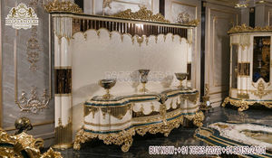 Soporte de unidad de Tv tallada de estilo clásico con almacenamiento, soporte de TV antiguo de estilo francés para el hogar, soporte de TV de madera de teca clásico para el hogar - Product Image 2