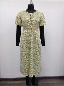 Geometric Digital Printed Cap Sleeve Midi <b>Dress</b> O-Neck A-Line Casual Woven <b>Viscose</b>/Cotton Breathable Natural Waist Summer Daily - Product Image 1