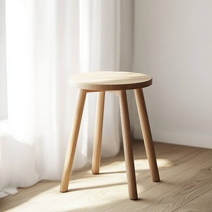 Tabouret en bois MDF blanc minimaliste, finition naturelle, décoratif - Aqudus Saleem - Product Image 1