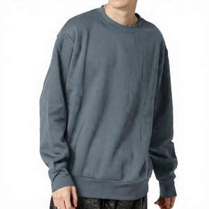 Sudadera de Cuello Redondo Extra Grande para Hombre, Color Azul Marino, Corte Regular, Color Sólido, Informal, Tejida, 100% Algodón, para Otoño - Product Image 2