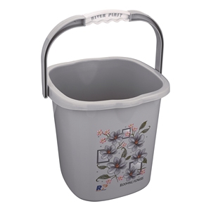 Seau en plastique 20-25L durable, style simple, motif fleurs épanouies, seau à serpillière en stock - Product Image 1