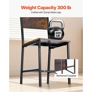 Set di 2 Sedie da Pranzo in Stile Moderno Farmhouse, Facile Montaggio, Sedia Laterale in Pelle con Tavolo in Legno e Schienale in Metallo - Product Image 4