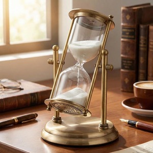 Premium Quality Brass And Glass Sand Timer Elegant Hourglass Decor For Office <b>Desk</b> <b>Study</b> Table Library And Home Display - Product Image 1