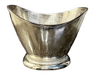 Vintage <b>Silver</b> Boat Shape Champagne <b>Ice</b> <b>Bucket</b> Metal Rust Resistant Party Beverage Tub mercury glass look <b>silver</b> bowl oxidation - Product Image 3