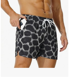 <b>Men</b> Leopard Print Board Shorts Mid Waist Drawstring Quick Dry Swim <b>Trunks</b> with Pockets Casual Style - Product Image 5