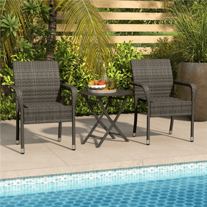 Set di 2 poltrone da esterno in rattan PE con poggiapiedi regolabili, colore grigio - Product Image 2
