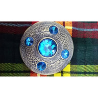 Broche écossaise haut de gamme à motif écossais, pierre bleu ciel, style antique, 4 pouces, broches celtiques pour robe des Highlands