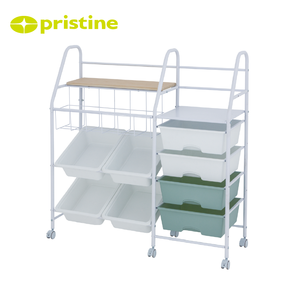 Chariot de rangement multi-niveaux avec 6 bacs en plastique, structure métallique, solution de rangement pour la maison et le bureau - Product Image 3