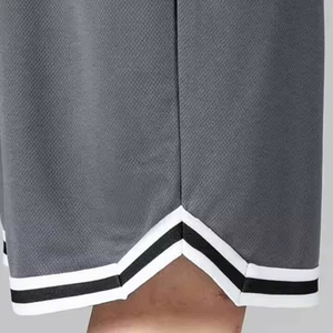 Men's Gray Mesh Basketball Shorts Drawstring Closure Breathable Summer Sport Wear Relaxed Fit Adult Size - Product Image 4