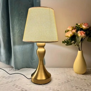 Vintage Metal <b>Table</b> <b>Lamp</b> with Fabric Shade-Bedside Night Light & Desk <b>Lamp</b> for Home Decoration Bedroom Hotel <b>Study</b> - Product Image 2