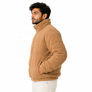 Custom Sherpa Fleece Puffer Men's Jackets <b>Winter</b> Zip Up Thermal Fleece Boxy <b>Thick</b> Streetwear Funnel Neck Puffer Wholesale <b>Coat</b> - Product Image 2
