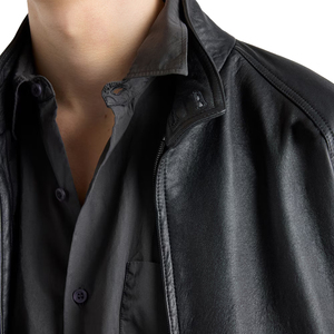 <b>Men's</b> Nappa <b>Leather</b> <b>Jacket</b> Luxury Genuine Lambskin Zip-Up Breathable Windproof Winter Custom OEM <b>leather</b> garment Manufacturer - Product Image 3