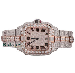 Montre en acier inoxydable de qualité supérieure avec diamants en moissanite, mouvement à quartz, pour femmes et hommes - Product Image 1