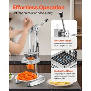 Affettatrice Commerciale in Acciaio Inossidabile per Patatine Fritte con 3 Lame di Ricambio da 1/2, 3/8 e 1/4 di Pollice per Tagliare Verdure e Frutta - Product Image 4