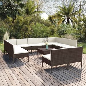 Conjunto de Muebles Modulares para Jardín de Ratán PE Marrón Crema Blanco, Muebles Modulares Modernos - Product Image 1