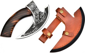 Hand Forged Viking Tomahawk <b>Axe</b> Carbon Steel Blade Wood <b>Handle</b> Survival Hatchet With Norse Engraving Design - Product Image 4