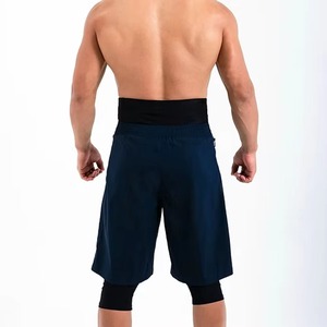 Shorts de bain pour hommes, couleur unie, taille mi-haute, fermeture à cordon, séchage rapide, sportifs, avec logo personnalisé sur le devant, vêtements décontractés - Product Image 2