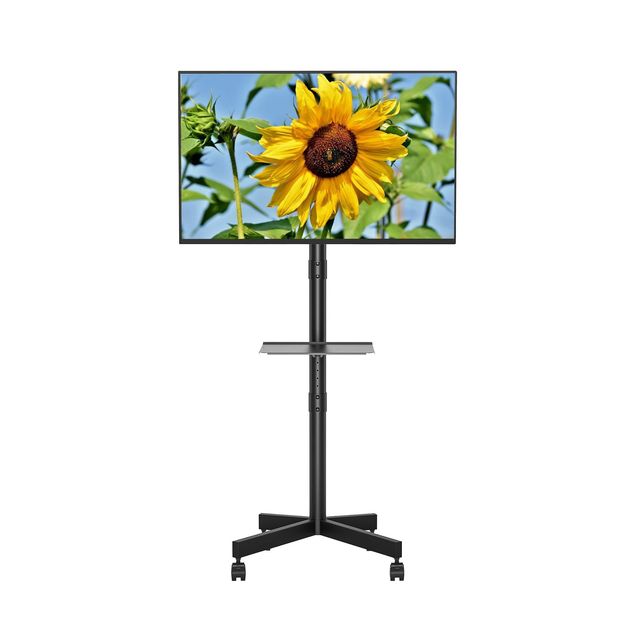 Height Adjustable Tilt Rolling TV Stand 23-60 Inch LED LCD Mobile Media Shelf TV Mounts & Carts for Flat Curv
