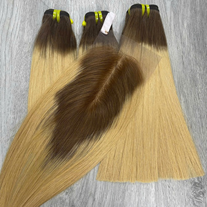Ombre Or Couleur Avec Fermeture 2x6 Super Double Cheveux Dessinés Qualité Vietnamienne Haute Qualité - Product Image 1