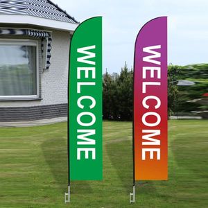 2-Piece Advertising Flagpole Stand with Open Feather Flags Outdoor Business Use Promotional Flags & <b>Banners</b> Kit - Product Image 2