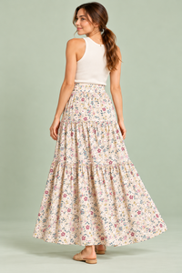Falda Maxi Bohemia de Cintura Alta con Estampado Floral para Mujer, Falda Larga de Algodón con Corte en A para Vacaciones de Verano en la Playa - Product Image 3