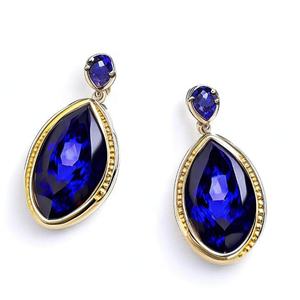 Boucles d'oreilles plaqué or à la mode en calcédoine bleue exquise Dernier design de mode exclusif - Product Image 1