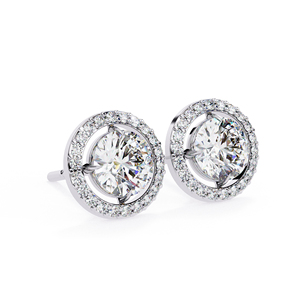 Round Cut Moissanite Halo Stud <b>Earrings</b> 6mm Center Stone with 1.10mm 44 Side Stones D VVS Moissanite Diamond <b>Earrings</b> 925 Silver - Product Image 3