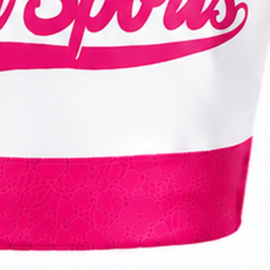 Maillot de cheerleading rose sublimé sans manches, tenue de sport athlétique pour équipe, uniforme de compétition et d'entraînement - Product Image 6