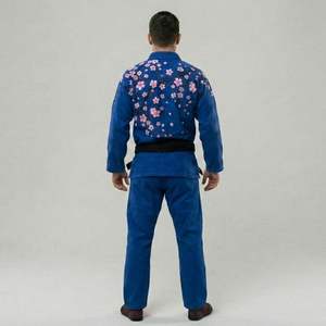 Kimono de Judo Azul para Hombre con Bordado de Flor de Cerezo en la Espalda, Corte Regular, 100% Algodón, Uniforme de Artes Marciales Transpirable - Product Image 5