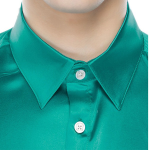 Chemise de mariage en satin de soie pour homme, chemise de cérémonie brillante blanche unie pour marié, idéale pour les fêtes - Product Image 4