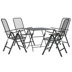 Conjunto de Comedor de Jardín de Malla Metálica Expandida Color Antracita con Recubrimiento E, Muebles de Exterior Duraderos - Product Image 3