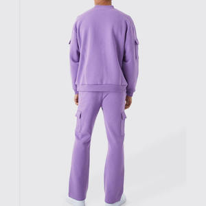 เสื้อสเวตเชิ้ตคอกลมทรงสลิมฟิตระบายอากาศได้ดีเป็นมิตรกับสิ่งแวดล้อมพร้อมโลโก้สั่งทำพิเศษสำหรับผู้ชาย และกางเกงคาร์โก้ขายาวแบบสองชิ้น - Product Image 5