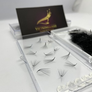 Extensions de cils individuels, courbure M, longueurs mixtes, bouquets préfabriqués, base lâche, effet naturel, longs, faits à la main - Product Image 2