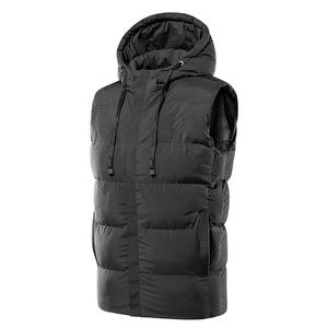 Nuevo Chaleco Acolchado sin Mangas para Hombre, Talla Grande, Tejido Transpirable, Diseño Sólido, con Cierre y Capucha - Product Image 6