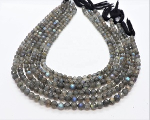 Perles de labradorite naturelle facettées, 5-6 mm, rondes, facettées, pour la création de bijoux, pierres précieuses artisanales en vrac, provenance Inde - Product Image 1